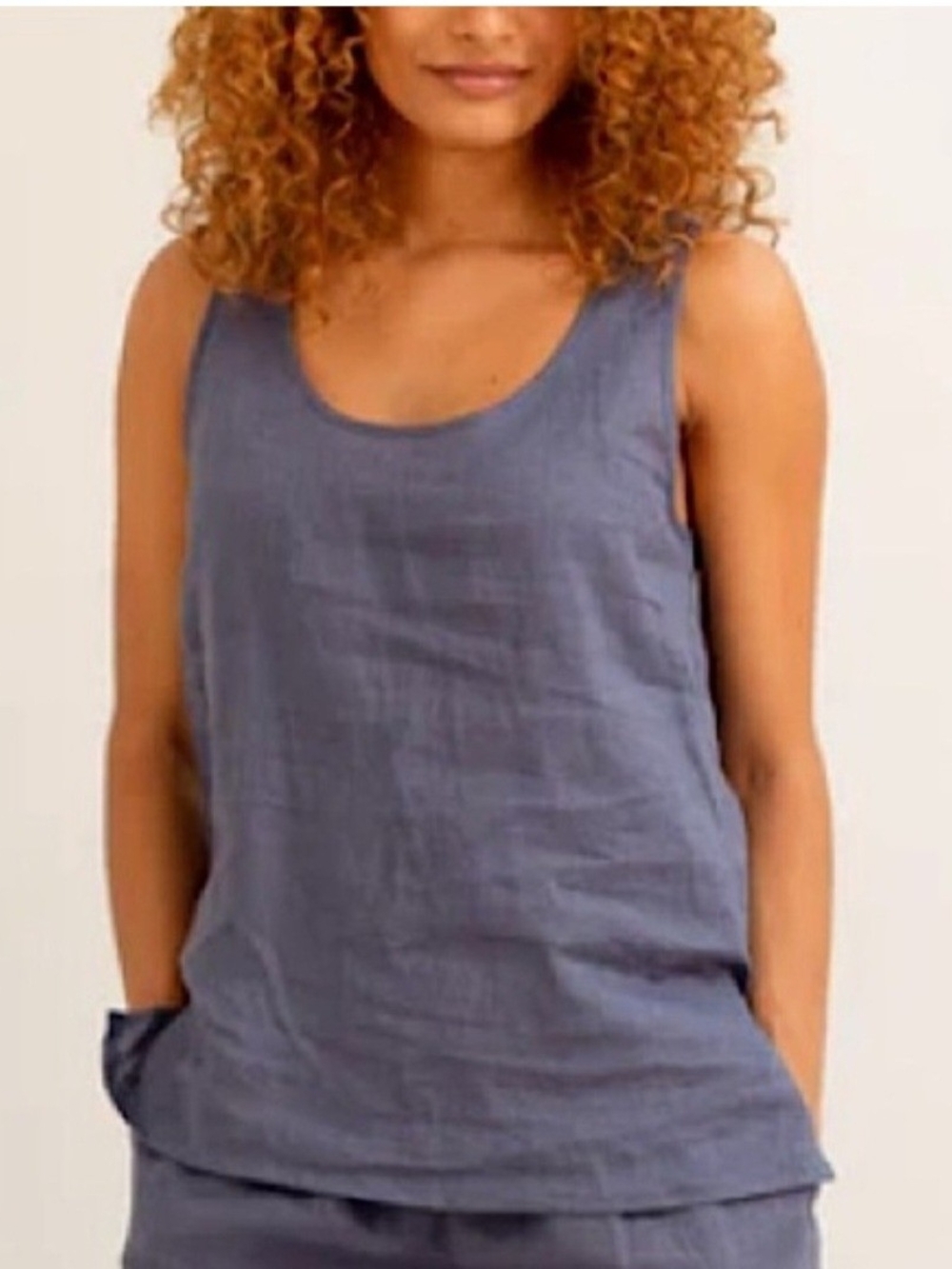 Scoop Neck Relaxed Tank Top in Color Blueberry (T96)